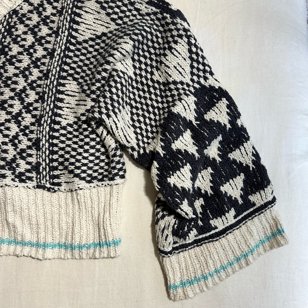 Free People Jupiter Black and Cream Cowl Neck Sweater - Picture 2 of 14
